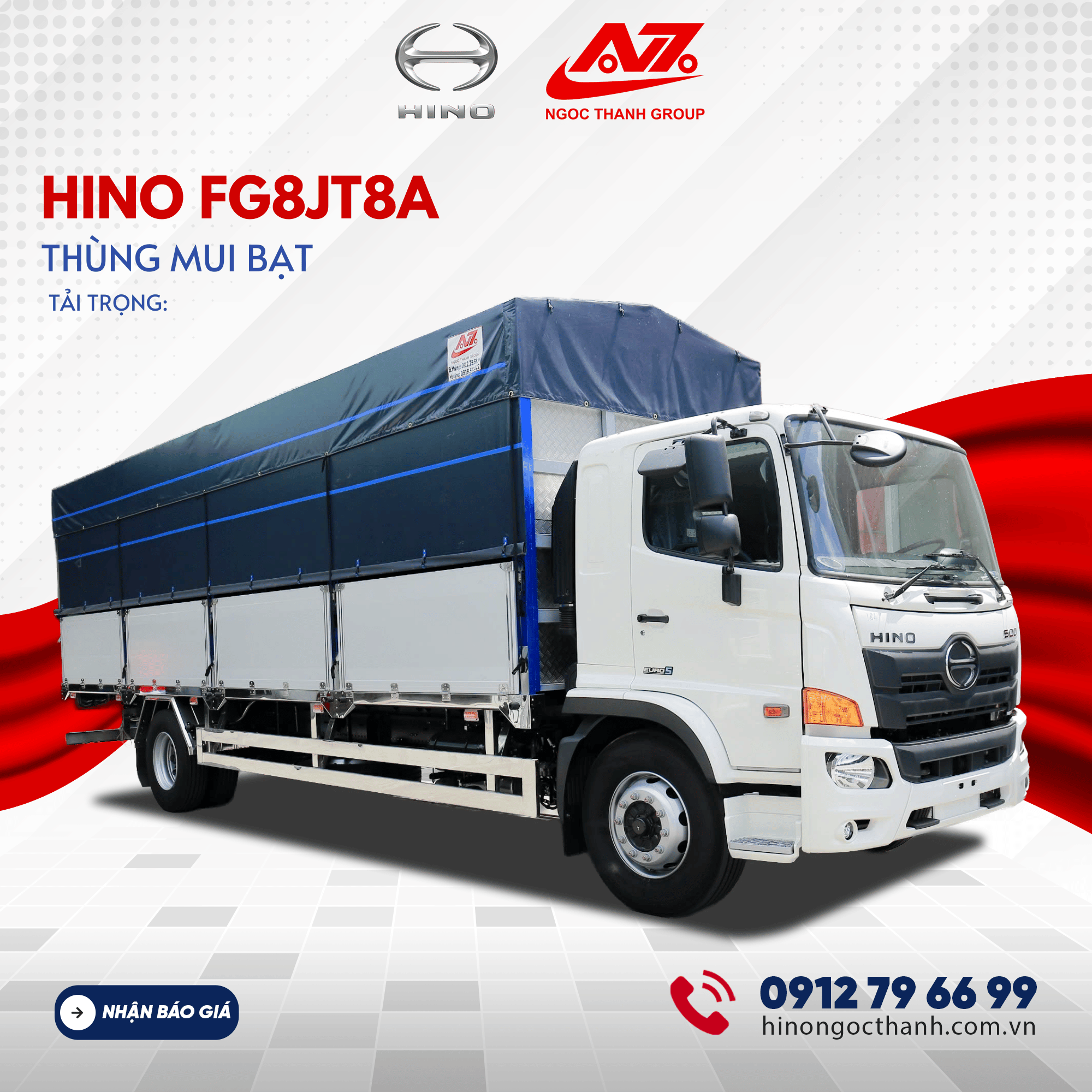 Hino Euro 5 FG8JT8A - Xe tải thùng mui bạt dài 8M6
