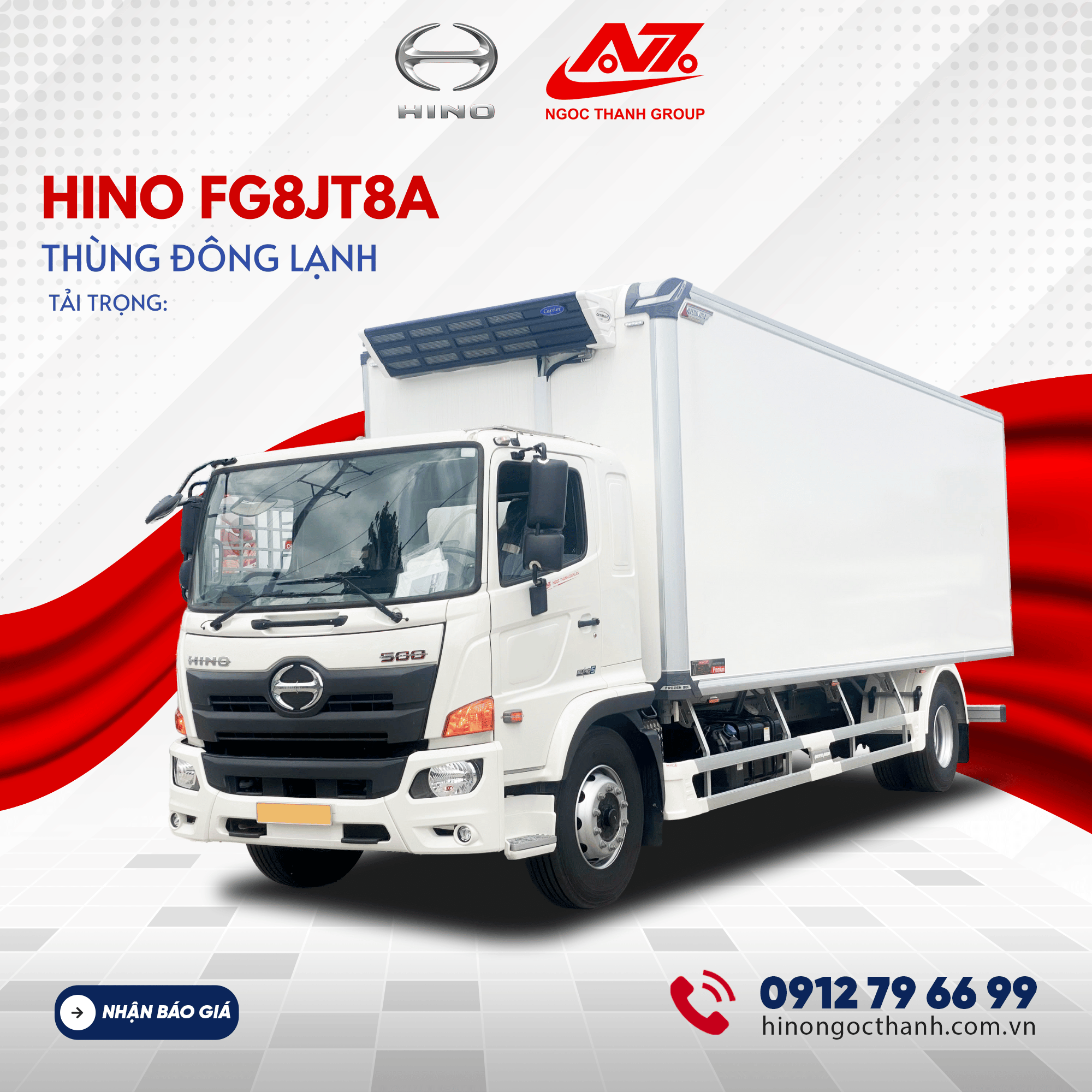 xe tải Hino Euro 5 FG8JT8A - Tải trọng 8 tấn , Thùng thùng đông lạnh